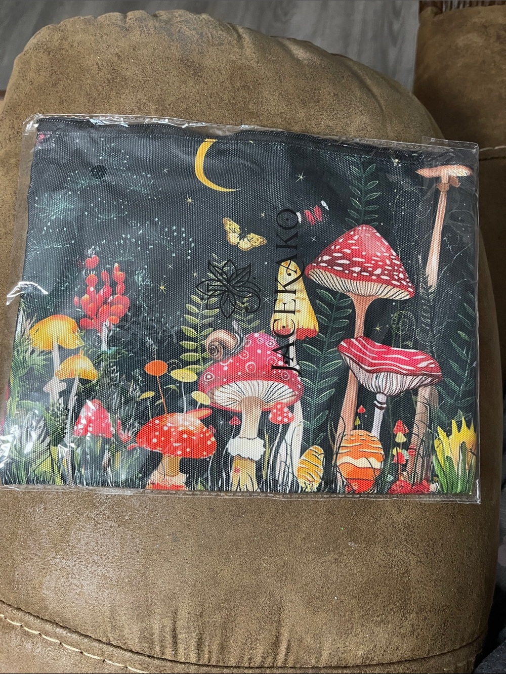 Black Mushroom Garden Party Pouch